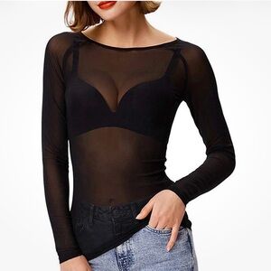 ⚠️ Closet Clean Out Elegant Black Sheer Long Sleeve Top